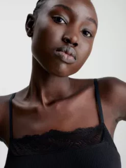 Calvin Klein Top De Pyjama En Camisole Côtelée Douce -Pas Cher Calvin Klein Magasin 000QS6963E UB1 alternate3