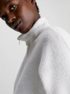 Calvin Klein Sweat-shirt à Capuche Hybride En Teddy -Pas Cher Calvin Klein Magasin 00GWF3W327 DE0 alternate2