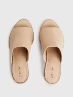 Calvin Klein Mules à Talon En Cuir -Pas Cher Calvin Klein Magasin HW0HW01628 AB2 alternate2