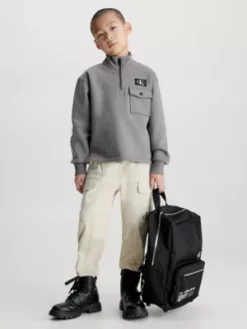 Calvin Klein Sweat Relaxed En Polaire Avec Demi-fermeture éclair -Pas Cher Calvin Klein Magasin IB0IB01694 PAX alternate3