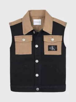 Calvin Klein Veste Sans Manches Relaxed Color-block En Jean -Pas Cher Calvin Klein Magasin IB0IB01750 1BY alternate4