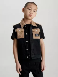 Calvin Klein Veste Sans Manches Relaxed Color-block En Jean