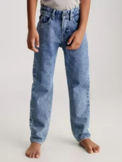 Calvin Klein Jean Droit Taille Haute Avec Logo