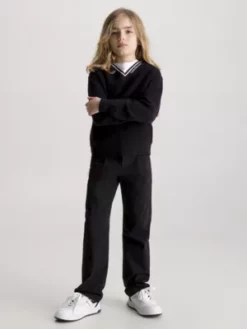 Calvin Klein Pull à Col En V Et Bord Contrastant -Pas Cher Calvin Klein Magasin IB0IB01869 BEH alternate3