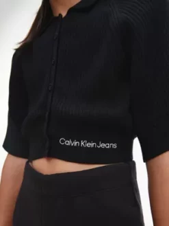 Calvin Klein Pull Gilet Court Relaxed -Pas Cher Calvin Klein Magasin IG0IG01846 BEH alternate3