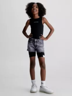 Calvin Klein Short En Jean Large Taille Haute -Pas Cher Calvin Klein Magasin IG0IG01977 1BY alternate3