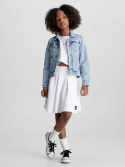 Calvin Klein Jupe Plissée En Piqué -Pas Cher Calvin Klein Magasin IG0IG01993 YAF alternate3