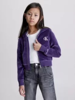 Calvin Klein Sweat à Capuche Slim Zippé En Velours