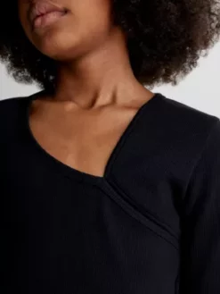 Calvin Klein Haut Asymétrique Slim Côtelé -Pas Cher Calvin Klein Magasin IG0IG02195 BEH alternate2