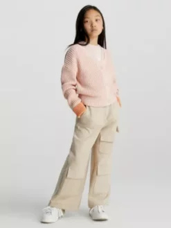 Calvin Klein Pull Gilet Bicolore Relaxed -Pas Cher Calvin Klein Magasin IG0IG02216 TLT alternate3