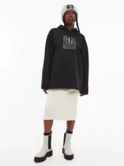 Calvin Klein Sweat-shirt à Capuche Oversize Avec Logo 10 Calvin Klein Sweat-shirt à Capuche Oversize Avec Logo -Pas Cher Calvin Klein Magasin J20J219757 BEH alternate2