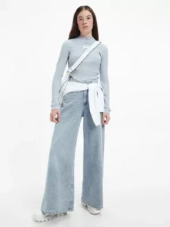 Calvin Klein Haut Slim à Manches Longues Côtelé 10 Calvin Klein Haut Slim à Manches Longues Côtelé -Pas Cher Calvin Klein Magasin J20J220295 DAR alternate2