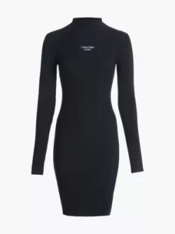 Calvin Klein Robe Pull Slim En Maille Côtelée -Pas Cher Calvin Klein Magasin J20J220354 BEH alternate4