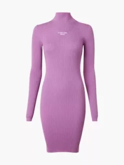 Calvin Klein Robe Pull Slim En Maille Côtelée -Pas Cher Calvin Klein Magasin J20J220354 VDR alternate4