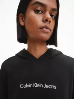 Calvin Klein Robe Sweat Relaxed à Capuche -Pas Cher Calvin Klein Magasin J20J220360 BEH alternate3