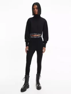 Calvin Klein Sweat à Col Roulé Avec Logo Tape -Pas Cher Calvin Klein Magasin J20J220436 BEH alternate2