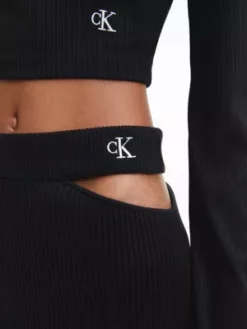 Calvin Klein Jupe Crayon En Maille Ajourée -Pas Cher Calvin Klein Magasin J20J220466 BEH alternate3