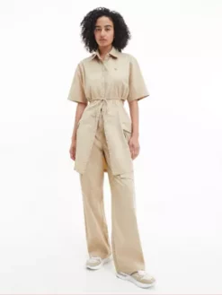 Calvin Klein Robe-chemise Ajourée En Sergé De Coton