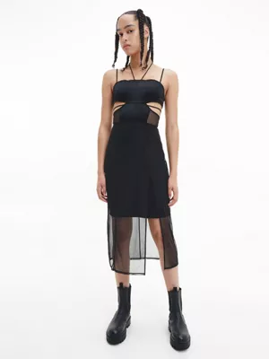 Calvin Klein Robe Moulante Mi-longue Avec Pans Transparents 3 Calvin Klein Robe Moulante Mi-longue Avec Pans Transparents