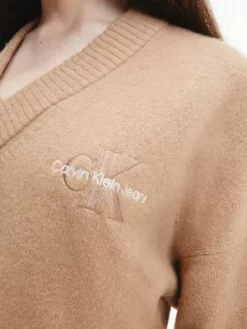 Calvin Klein Pull Court Avec Col En V -Pas Cher Calvin Klein Magasin J20J220525 PF2 alternate3