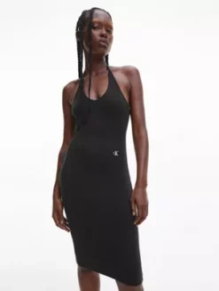 Calvin Klein Robe Moulante 2-en-1 Mi-longue -Pas Cher Calvin Klein Magasin J20J220545 BEH alternate4