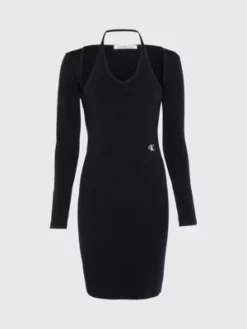 Calvin Klein Robe Moulante 2-en-1 Mi-longue -Pas Cher Calvin Klein Magasin J20J220545 BEH alternate5