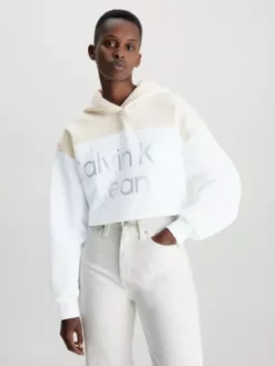 Calvin Klein Sweat à Capuche Court Avec Logo Brillant