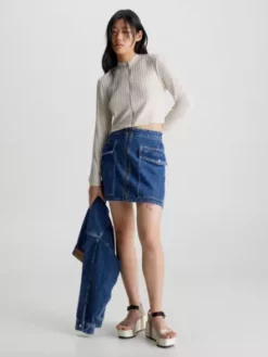 Calvin Klein Jupe Utilitaire En Jean Recyclé -Pas Cher Calvin Klein Magasin J20J220669 1A4 alternate3