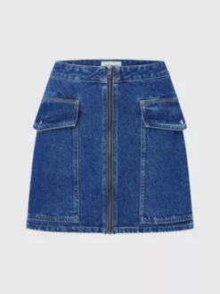 Calvin Klein Jupe Utilitaire En Jean Recyclé -Pas Cher Calvin Klein Magasin J20J220669 1A4 alternate4