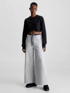 Calvin Klein Sweat-shirt Court à Cordon De Serrage -Pas Cher Calvin Klein Magasin J20J220690 BEH alternate3