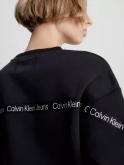 Calvin Klein Sweat-shirt Court Avec Logo Tape -Pas Cher Calvin Klein Magasin J20J220693 BEH alternate3