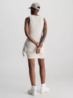 Calvin Klein Mini-robe Côtelée Avec Fermeture éclair Sur Toute La Longueur -Pas Cher Calvin Klein Magasin J20J220745 ACI alternate2