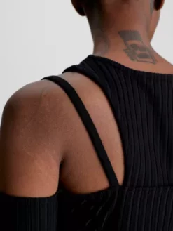 Calvin Klein Robe Longueur Midi Ajourée Double épaisseur 10 Calvin Klein Robe Longueur Midi Ajourée Double épaisseur -Pas Cher Calvin Klein Magasin J20J220746 BEH alternate3