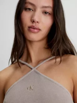 Calvin Klein Robe Dos-nu En Coton Gaufré 9 Calvin Klein Robe Dos-nu En Coton Gaufré -Pas Cher Calvin Klein Magasin J20J220752 PE5 alternate2