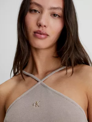 Calvin Klein Robe Dos-nu En Coton Gaufré 5 Calvin Klein Robe Dos-nu En Coton Gaufré – Image 3