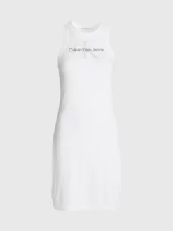 Calvin Klein Robe-débardeur Slim Côtelée Avec Monogramme 13 Calvin Klein Robe-débardeur Slim Côtelée Avec Monogramme -Pas Cher Calvin Klein Magasin J20J220754 YAF alternate5