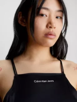 Calvin Klein Robe Longue En Satin Ouverte Dans Le Dos -Pas Cher Calvin Klein Magasin J20J220761 BEH alternate3