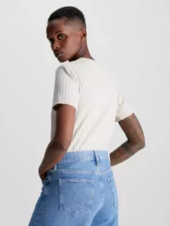 Calvin Klein T-shirt En Jersey Côtelé -Pas Cher Calvin Klein Magasin J20J220774 ACI alternate2