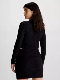 Calvin Klein Cardigan Côtelé Avec Fermeture éclair Sur Toute La Longueur -Pas Cher Calvin Klein Magasin J20J220777 BEH alternate2