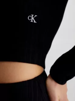 Calvin Klein Cardigan Côtelé Avec Fermeture éclair Sur Toute La Longueur -Pas Cher Calvin Klein Magasin J20J220777 BEH alternate3