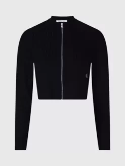 Calvin Klein Cardigan Côtelé Avec Fermeture éclair Sur Toute La Longueur -Pas Cher Calvin Klein Magasin J20J220777 BEH alternate5