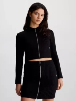 Calvin Klein Cardigan CÎtelé Avec Fermeture éclair Sur Toute La Longueur