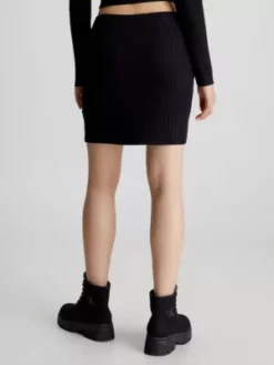 Calvin Klein Mini-jupe Côtelée Avec Fermeture éclair Sur Toute La Longueur -Pas Cher Calvin Klein Magasin J20J220791 BEH alternate2
