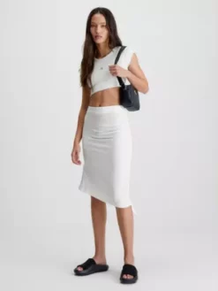 Calvin Klein Mini-jupe à Cordon De Serrage Ruché -Pas Cher Calvin Klein Magasin J20J220792 YBH alternate3