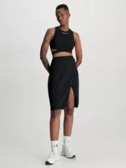 Calvin Klein Jupe Longueur Midi En Crêpe Avec Liens à Nouer à La Taille 10 Calvin Klein Jupe Longueur Midi En Crêpe Avec Liens à Nouer à La Taille -Pas Cher Calvin Klein Magasin J20J220796 BEH alternate3