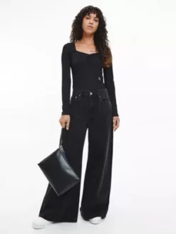 Calvin Klein Body Côtelé Et Brillant à Manches Longues -Pas Cher Calvin Klein Magasin J20J220816 BEH alternate2