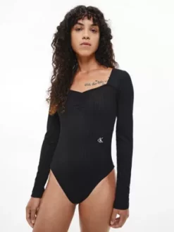 Calvin Klein Body Côtelé Et Brillant à Manches Longues -Pas Cher Calvin Klein Magasin J20J220816 BEH alternate5