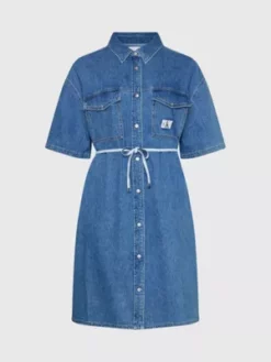 Calvin Klein Robe-chemise En Jean Grande Taille Avec Ceinture -Pas Cher Calvin Klein Magasin J20J220884 1A4 alternate4