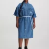 Calvin Klein Robe-chemise En Jean Grande Taille Avec Ceinture -Pas Cher Calvin Klein Magasin J20J220884 1A4 main