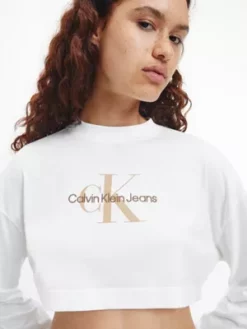 Calvin Klein T-shirt Court à Manches Longues Avec Logo -Pas Cher Calvin Klein Magasin J20J220950 YAF alternate4